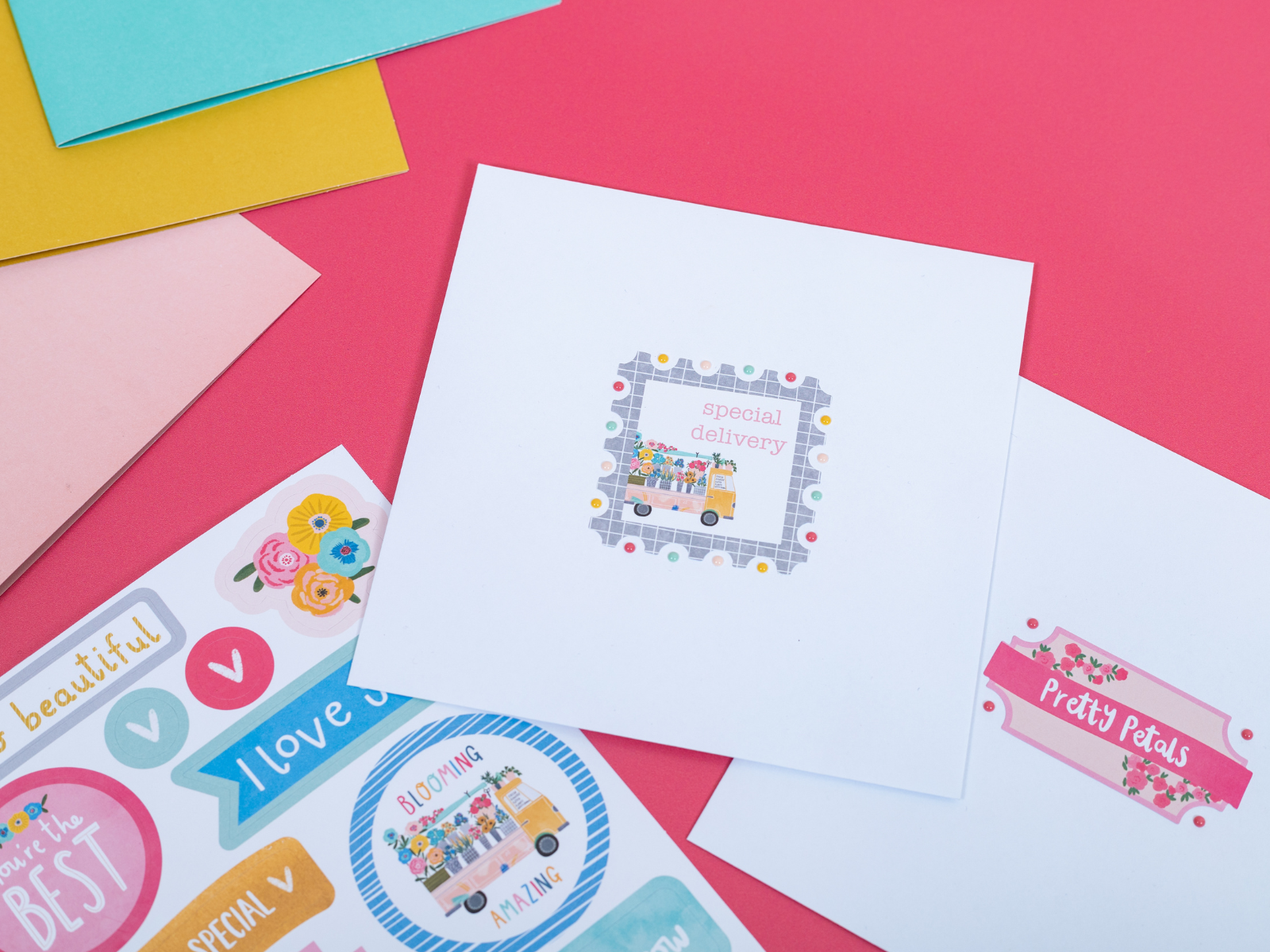 Violet Studios Sentiment Stickers - Rainbow Blooms