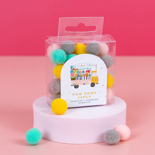 Violet Studios Pom Poms - 36pcs - Rainbow Blooms