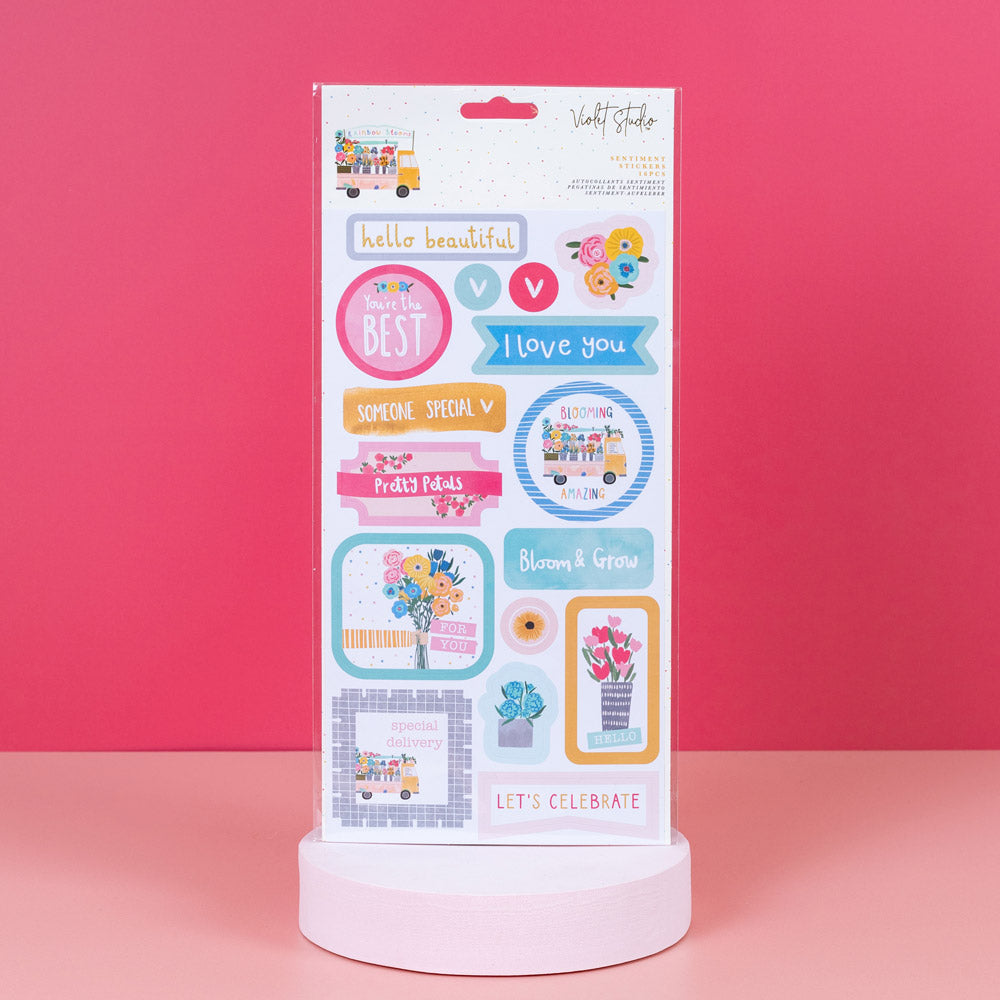 Violet Studios Sentiment Stickers - Rainbow Blooms