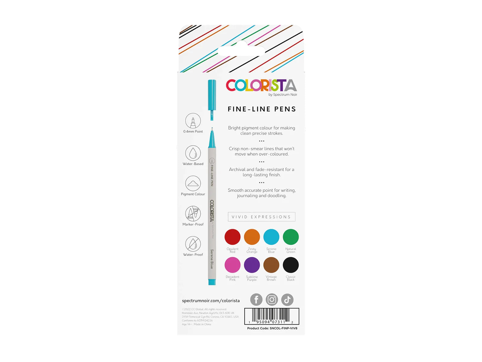 Colorista - Fine-Line Pen - Vivid Expressions 8pc