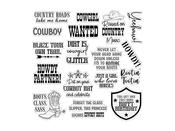 Western Collection Clear Acrylic Stamp - Rootin’ Tootin’