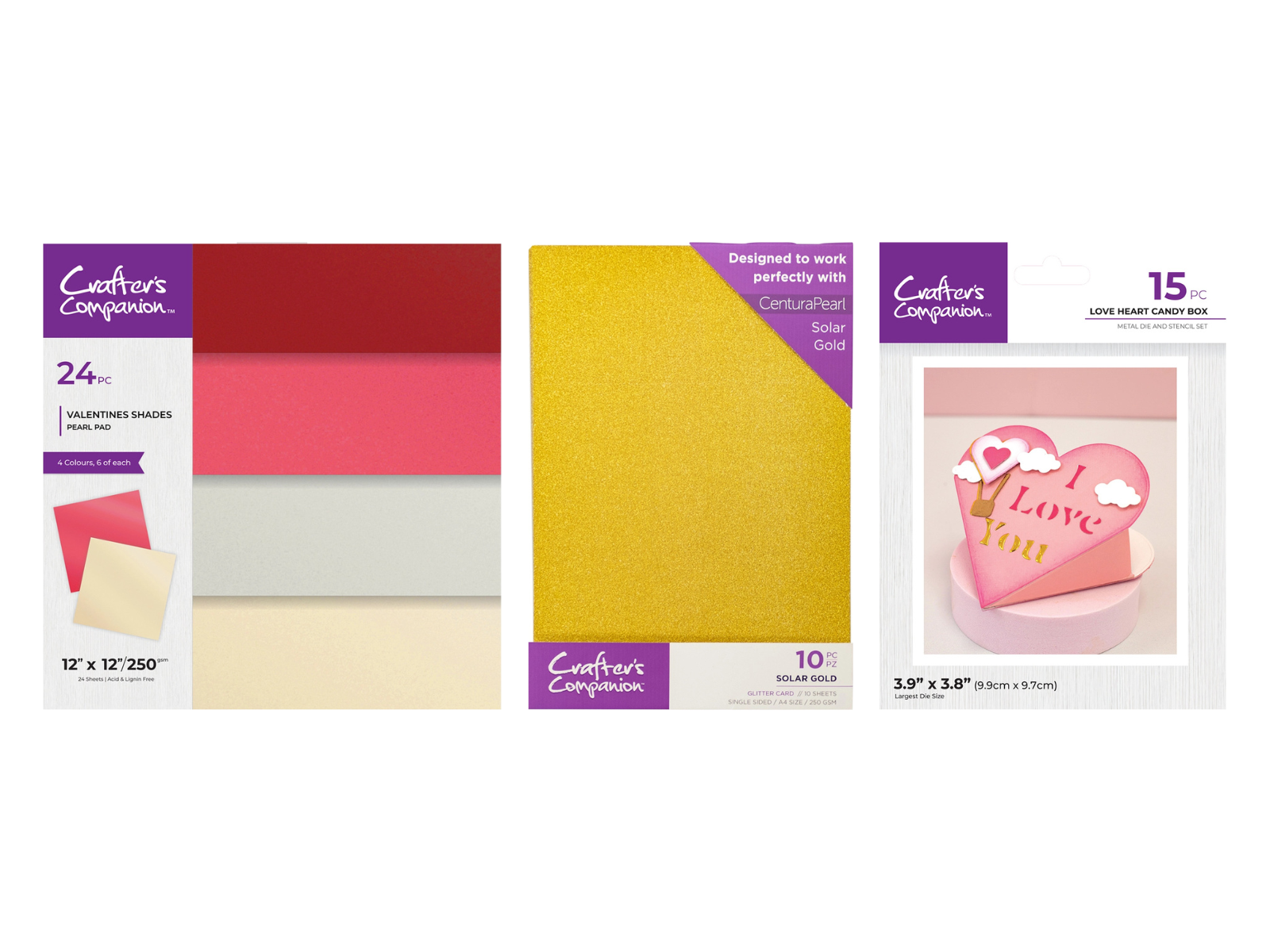 Crafters Companion Love Heart Candy Box & Card Selection 49 Elemen