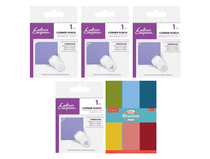 Crafter's Companion Corner Punch Tools with Linen Card