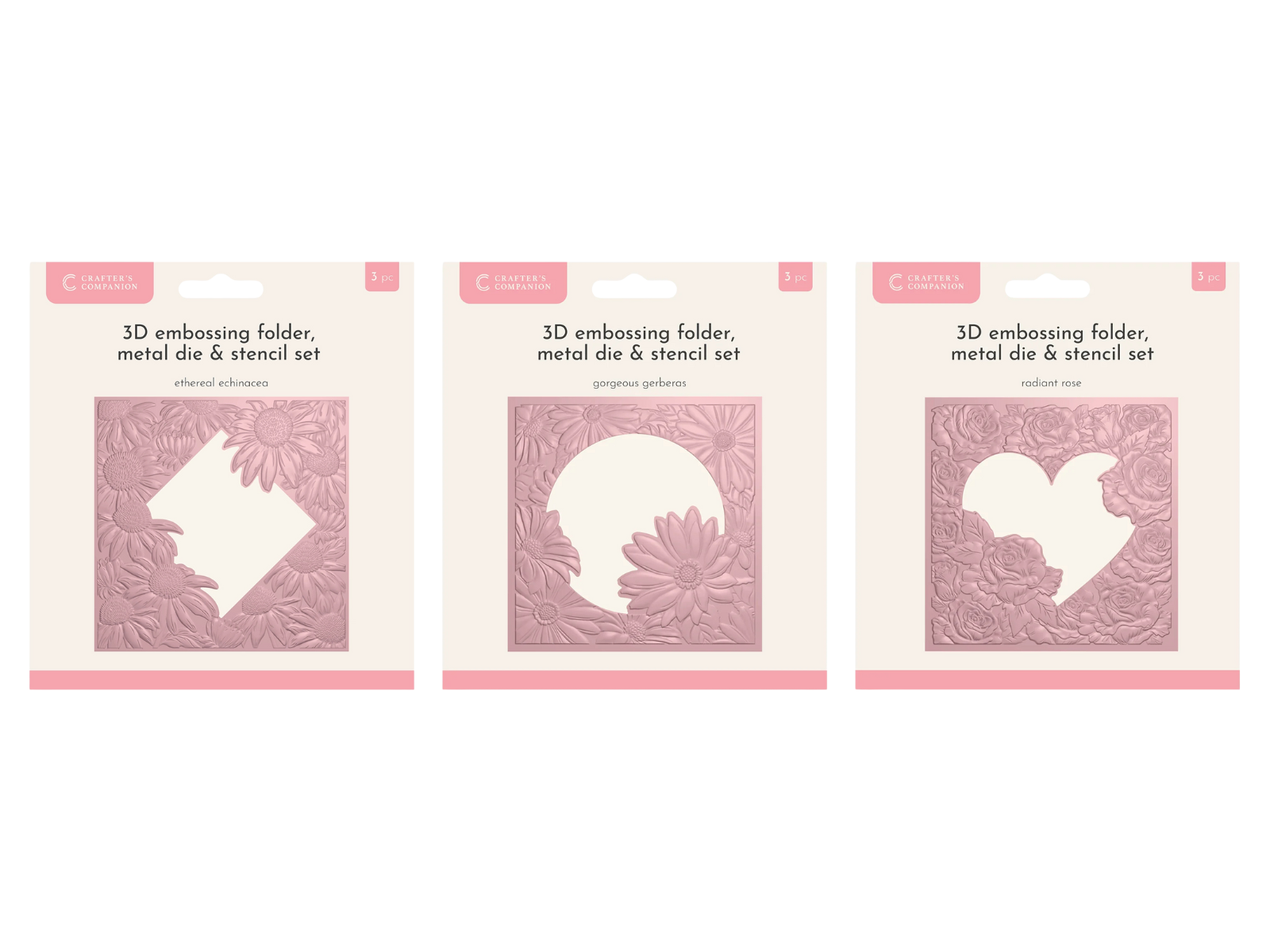 Crafter's Companion 3D Embossing Folder, Metal Dies & Stencil Selection