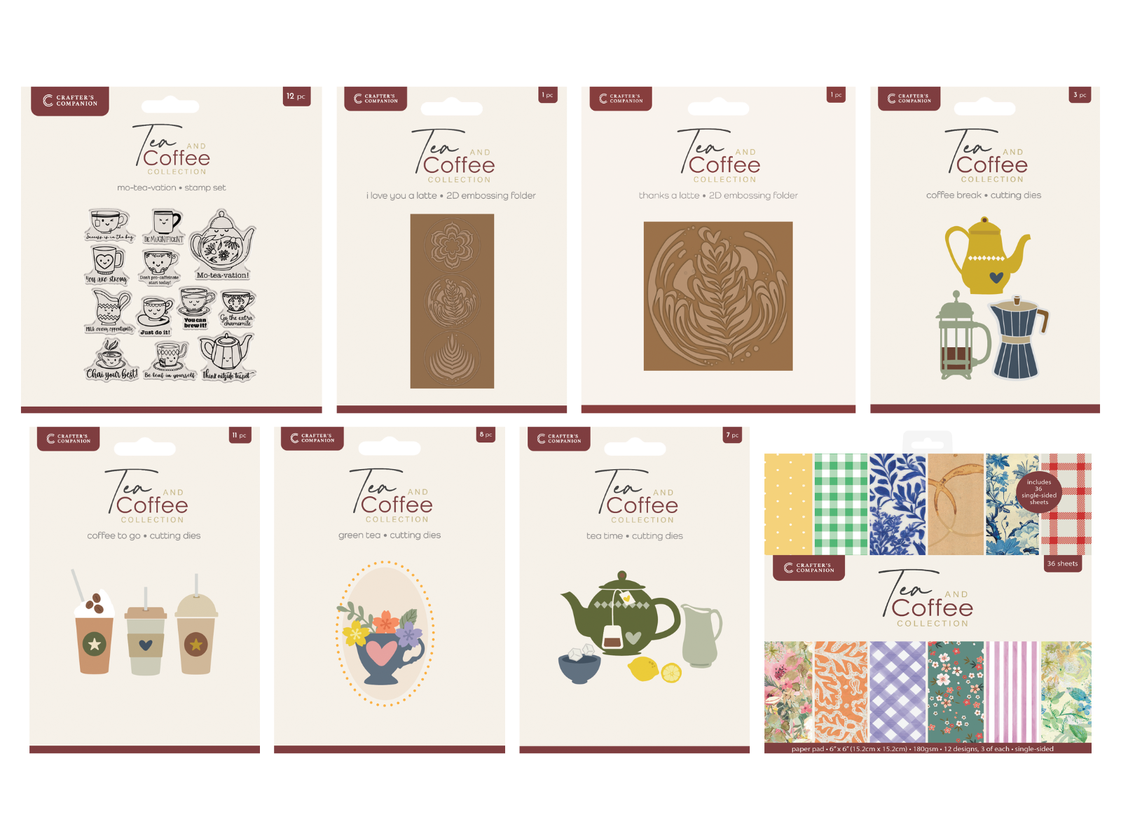 Crafter's Companion Tea & Coffee 8pk Collection