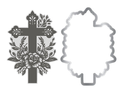 Ornate Floral Cross Stamp & Metal Die Set