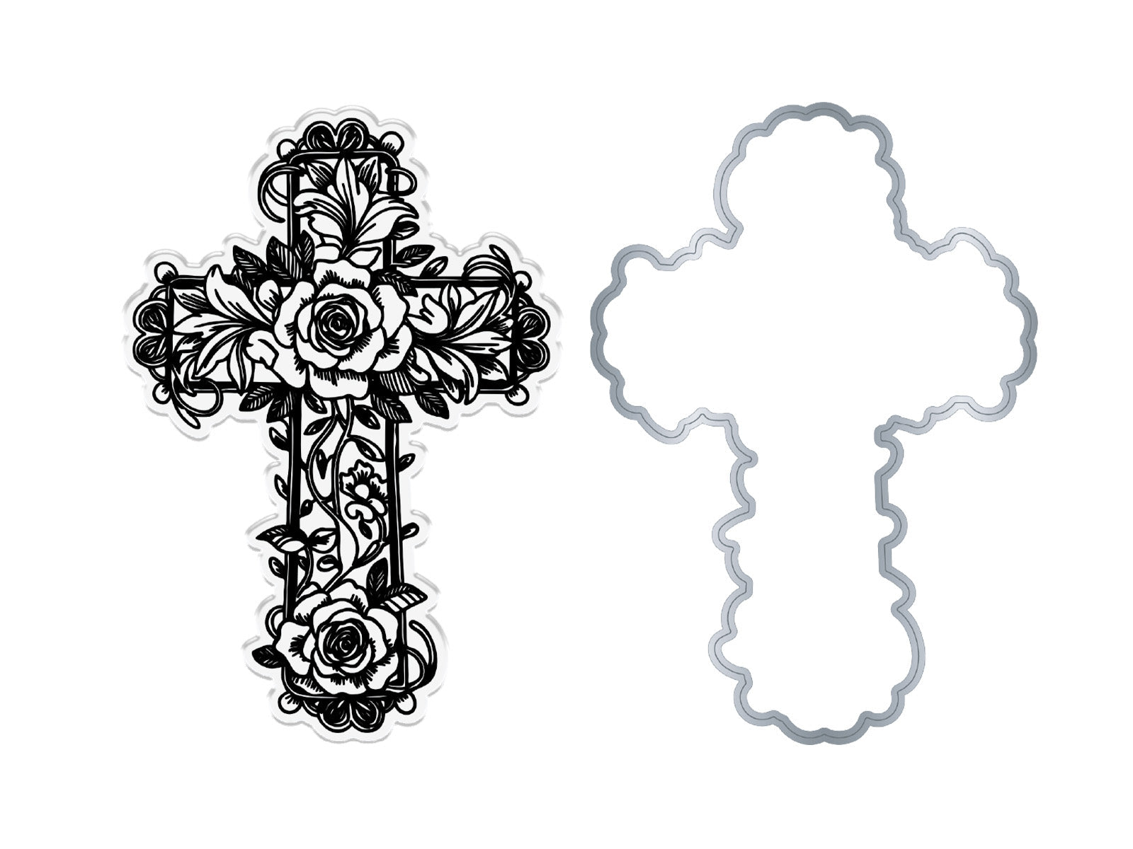 Floral Cross Stamp & Metal Die Set