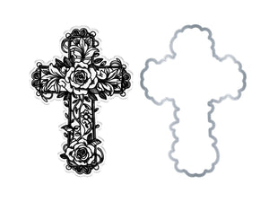 Floral Cross Stamp & Metal Die Set