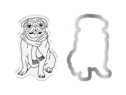 Crafter's Companion Santa Paws Stamp and Die - Pug