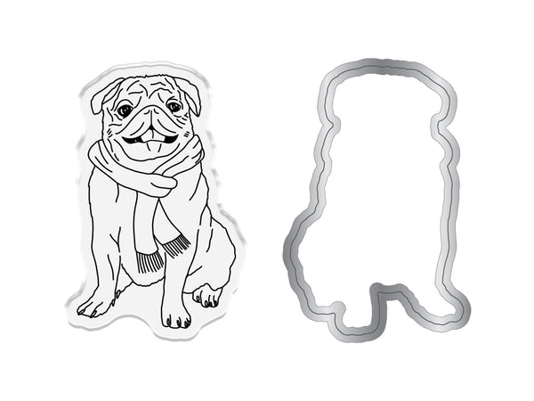 Crafter's Companion Santa Paws Stamp and Die - Pug
