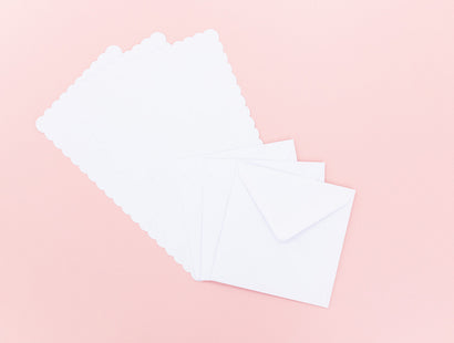 Crafter's Companion - 5"x5" White Scalloped Cards & Envelopes 50pk