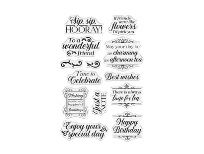 Sara Signature The Gilded Age Clear Acrylic Stamp - Sip, Sip Hooray!