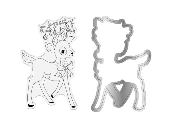 Crafter's Companion Retro Christmas Collection Stamp & Die Set - Reindeer