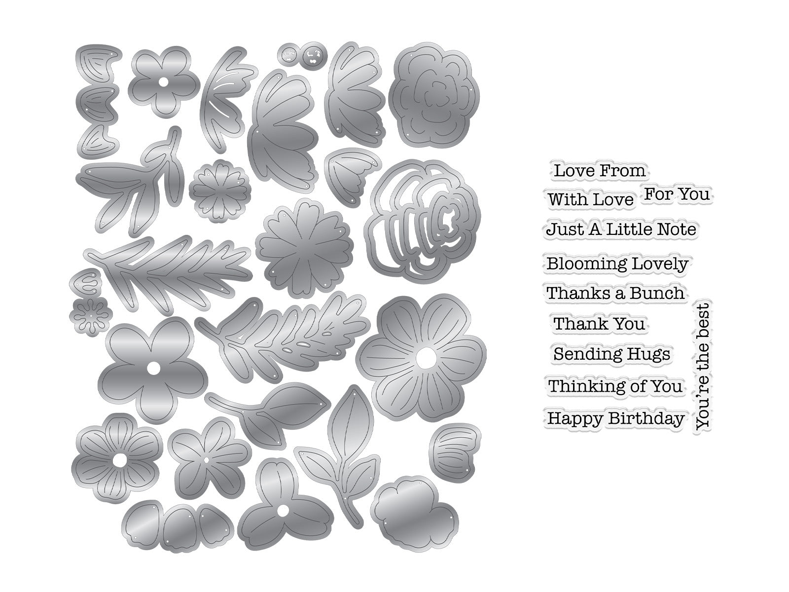 Floral Stamps, Metal Dies and Envelope Liners