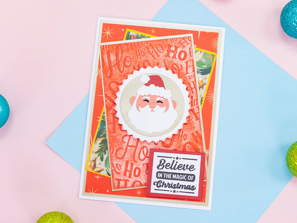 Crafter's Companion Retro Christmas Collection Metal Die Set - Ho Ho Ho Santa