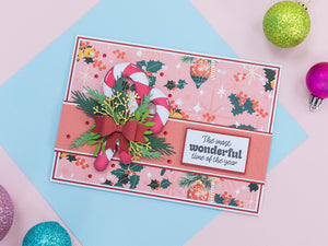 Crafter's Companion Retro Christmas Collection Metal Die Set - Candy Cane & Foliage