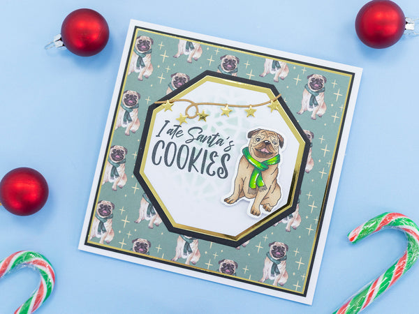 Crafter's Companion Santa Paws Stamp and Die - Pug