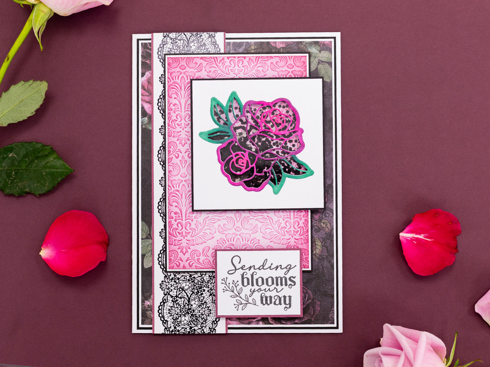 Sara Signature Thorn & Bloom 6" x 4" 2D Embossing Folder - Damask Wallpaper