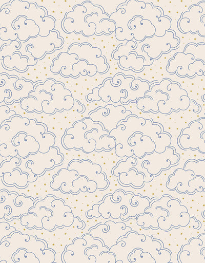 Lewis & Irene - Celestial Clouds on Cream with Gold Metallic