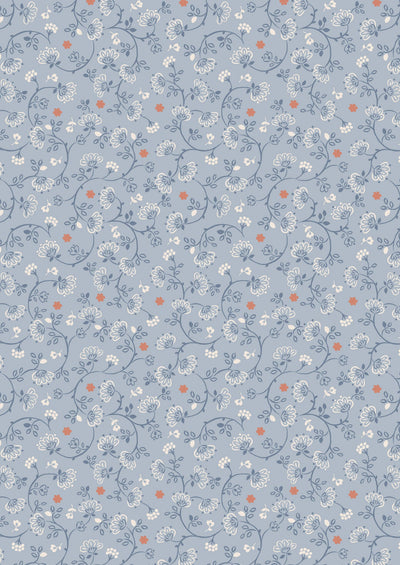Lewis & Irene Fabric - Flower Chains on Blue