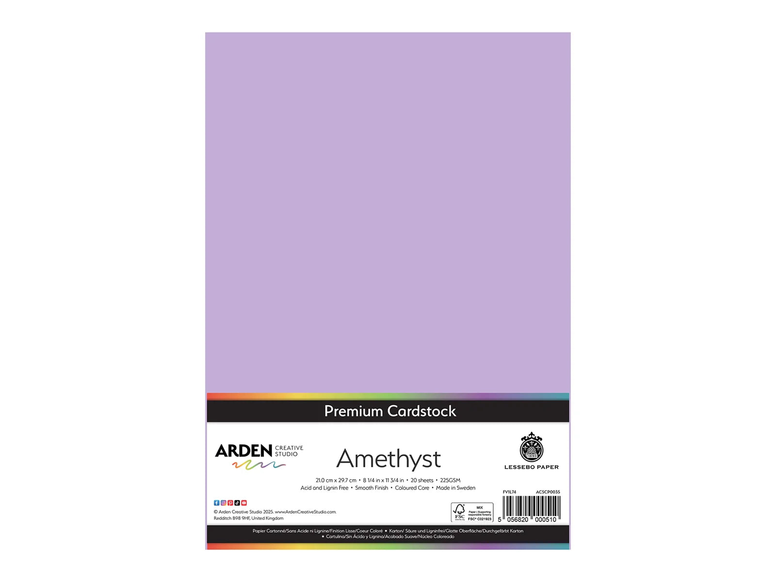Arden Creative Studio Premium Cardstock Amethyst Purple A4 - 20 Pack