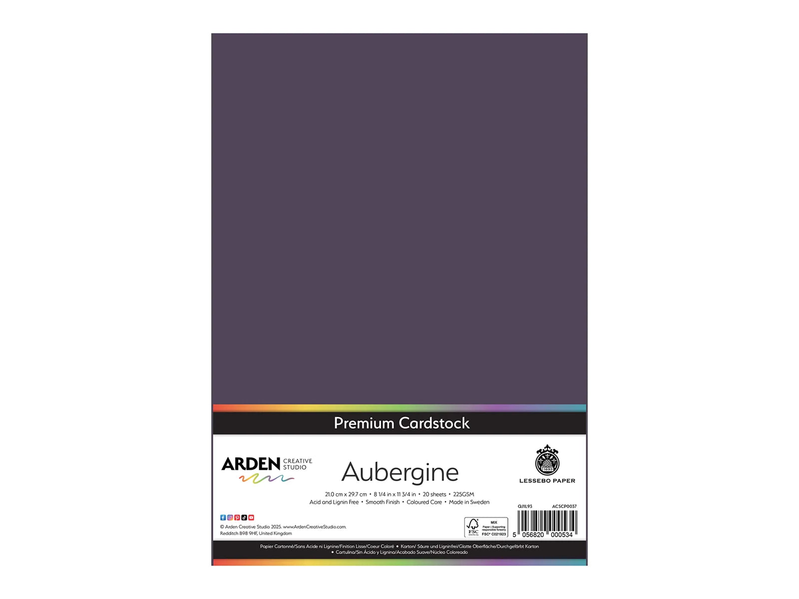 Arden Creative Studio Premium Cardstock Aubergine Purple A4 - 20 Pack