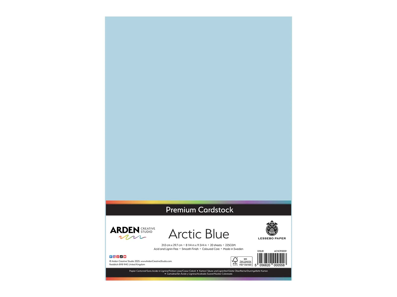 Arden Creative Studio Premium Cardstock Arctic Blue A4 - 20 Pack