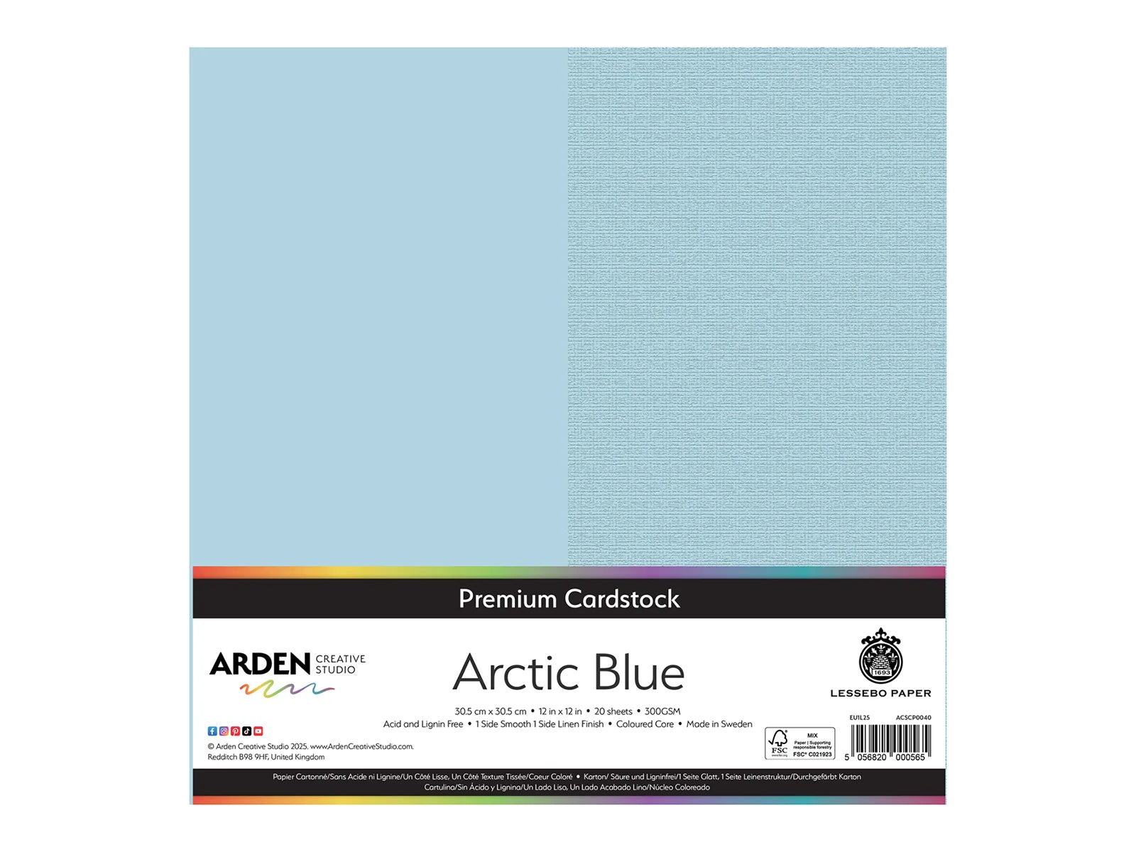 Arden Creative Studio Premium Cardstock Arctic Blue 12" x 12" - 20 Pack