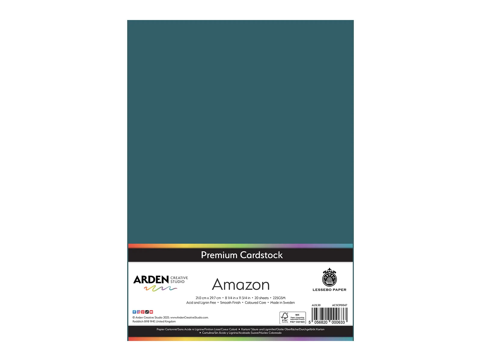 Arden Creative Studio Premium Cardstock Amazon Teal A4 - 20 Pack