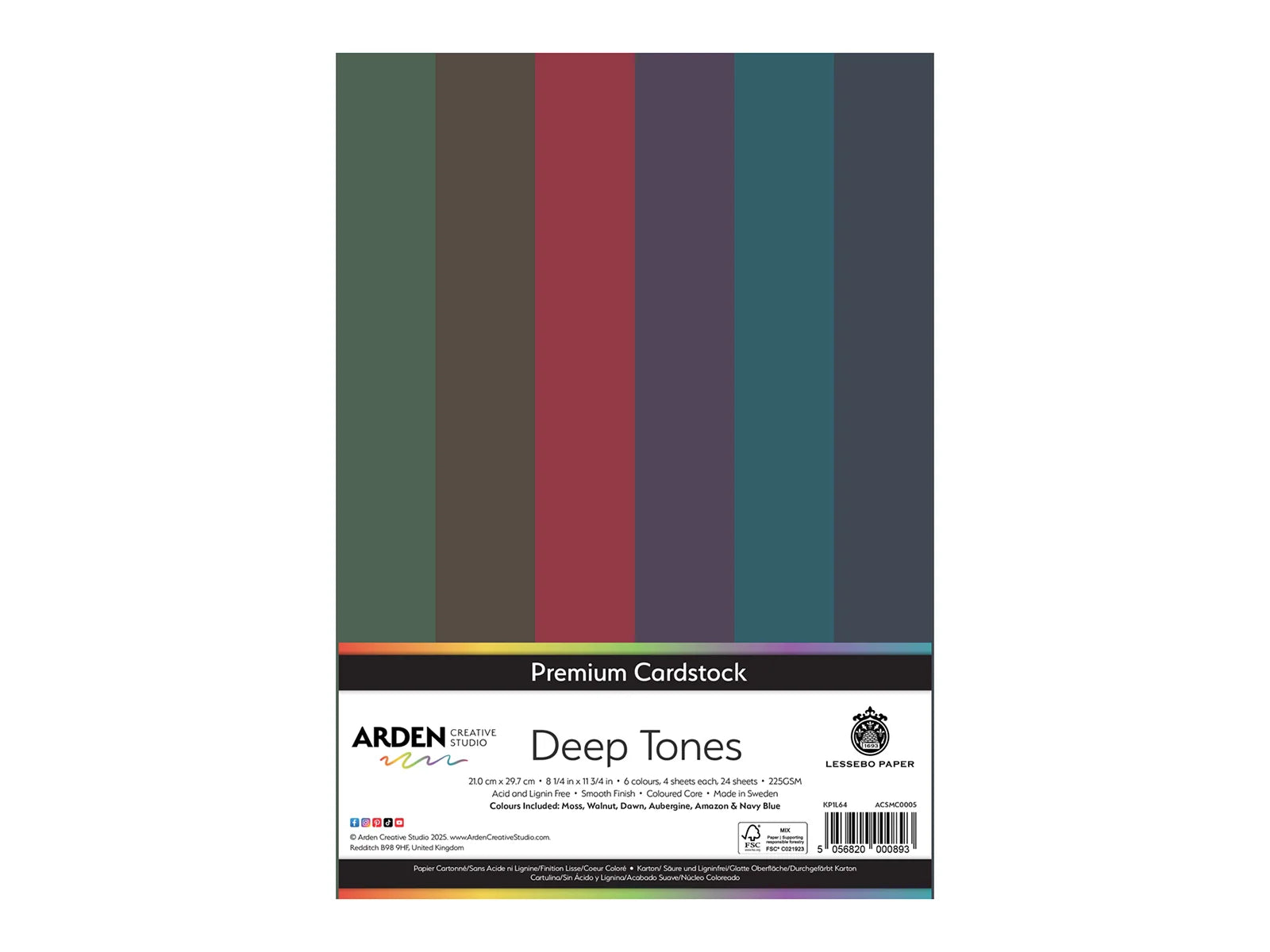 Arden Creative Studio Premium Cardstock Deep Tones A4 - 24 Pack
