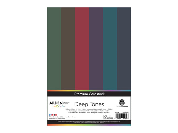 Arden Creative Studio Premium Cardstock Deep Tones A4 - 24 Pack