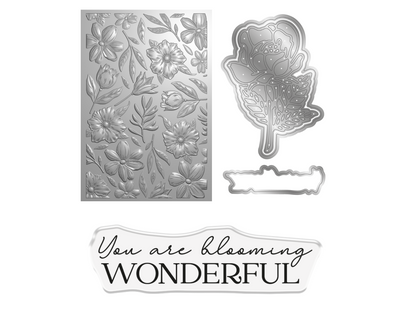 Crafter's Companion 3D Embossing Folder, Metal Die & Photopolymer Stamp - Blooming Florals