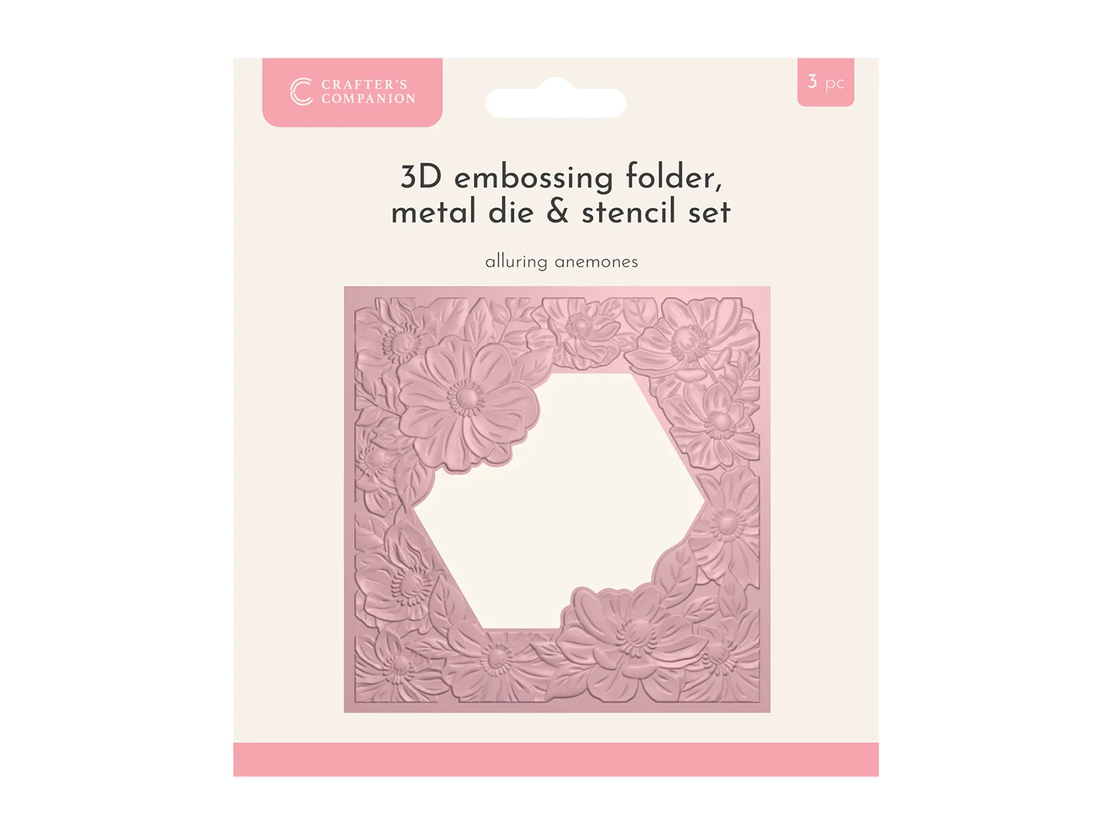 Crafters Companion 5.5" X 5.5" 3D Embossing Folder, Metal Die and Stencil Set - Alluring Anemones