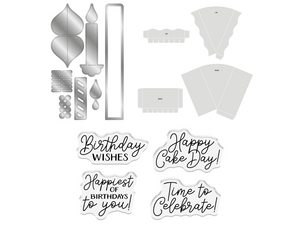 Crafter's Companion Birthday Celebrations Photopolymer Stamp, Die and Stencil - Birthday Cake Treat Box