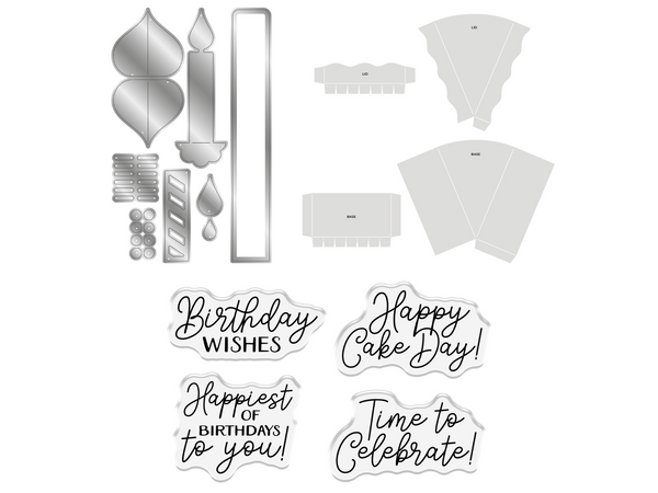 Crafter's Companion Birthday Celebrations Photopolymer Stamp, Die and Stencil - Birthday Cake Treat Box