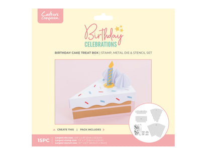 Crafter's Companion Birthday Celebrations Photopolymer Stamp, Die and Stencil - Birthday Cake Treat Box