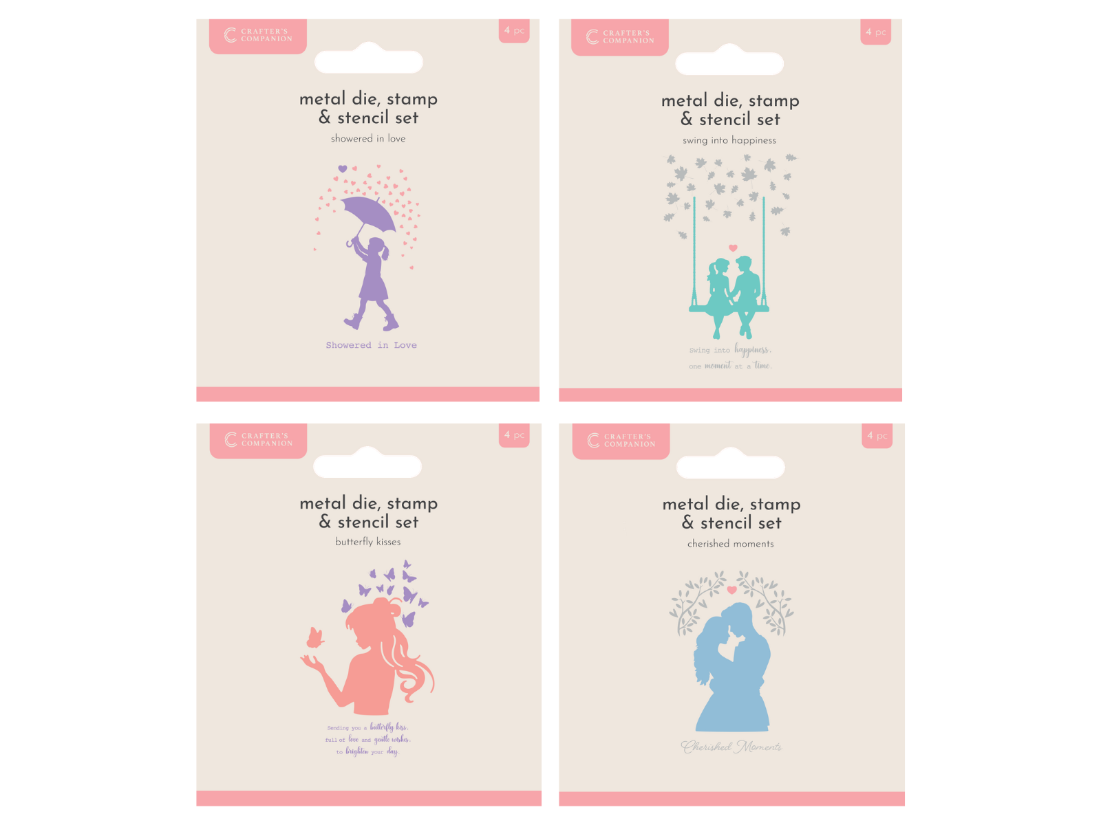 Crafter's Companion Die, Stamp & Stencil 4pc Collection