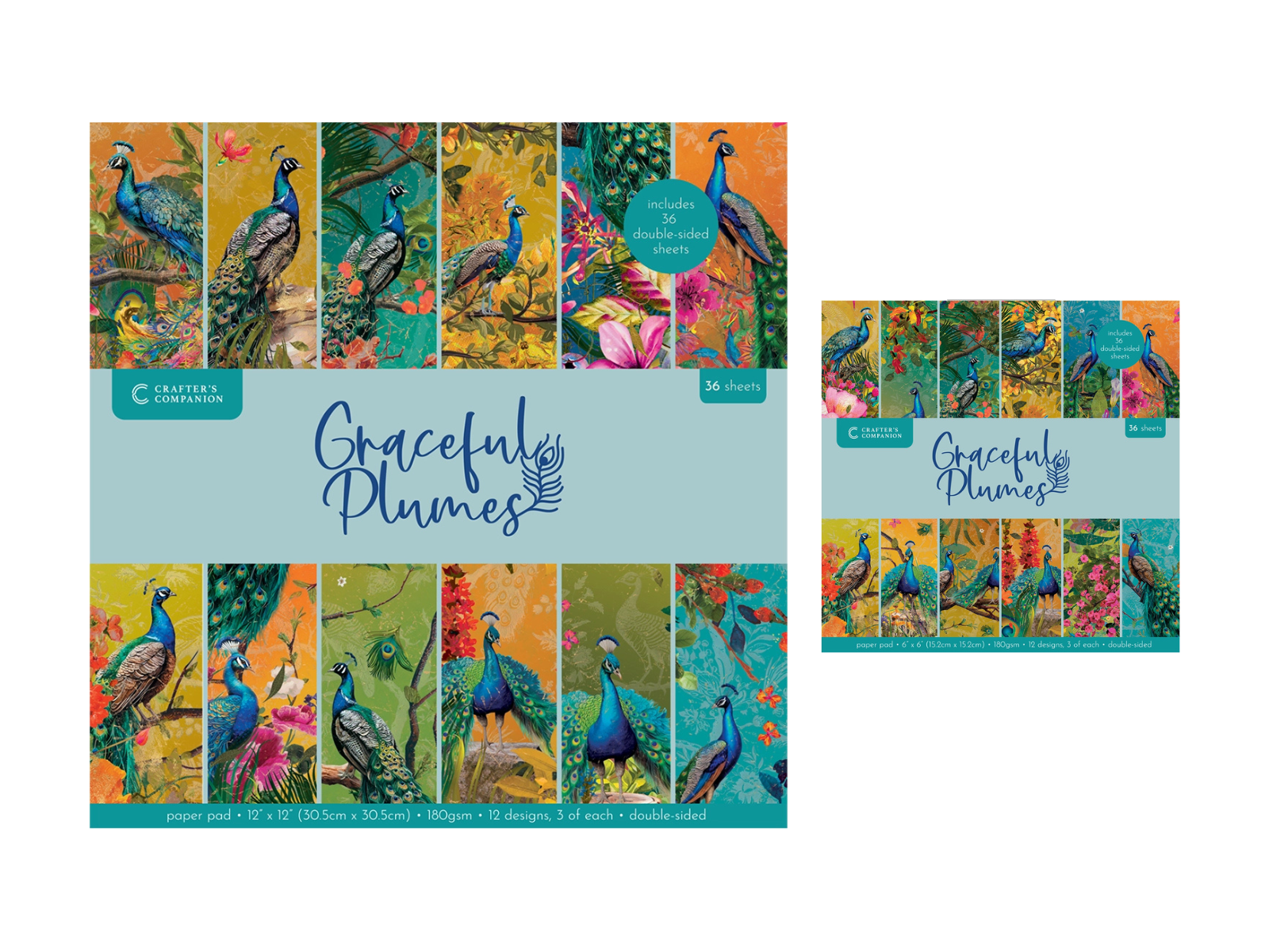 Graceful Plumes 12x12 & 6x6 Paper Pad Duo