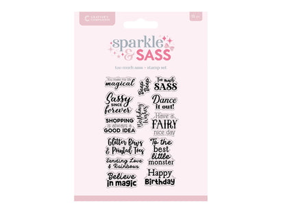 Crafters Companion Clear Acrylic Stamp Set - Too Much Sass Sentiments