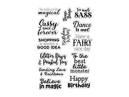 Crafters Companion Clear Acrylic Stamp Set - Too Much Sass Sentiments