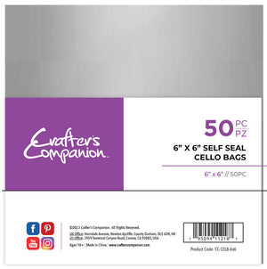 Crafter's Companion 6" x 6" Self Seal Cello Bags - 50 Pack