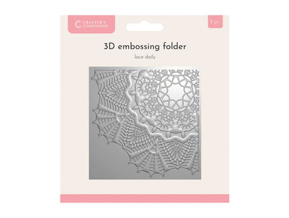 Crafters Companion 5.5 x 5.5 3D Embossing Folder - Lace Doily