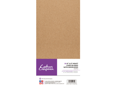Crafter's Companion - 6"x 6" Kraft  Card & Envelopes 50pk