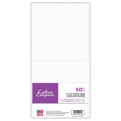 Crafter's Companion 6x 6 White Linen Card & Envelopes - 100 Piece