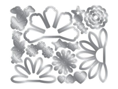 Crafter's Companion Stamp & Die - Floral & Flutter Set