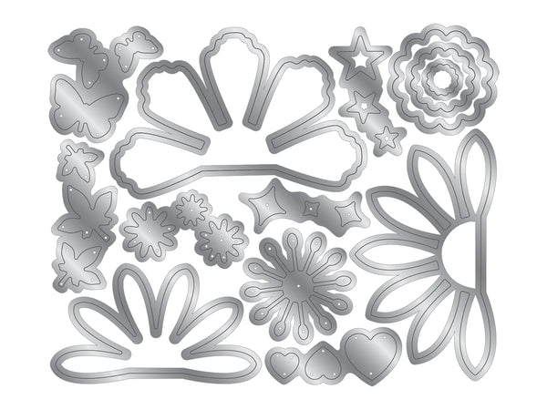 Crafter's Companion Stamp & Die - Floral & Flutter Set