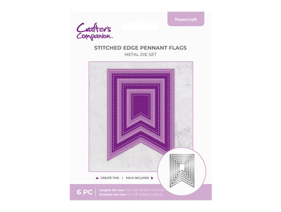 Crafter's Companion Metal Die - Stitched Edge Pennant Flags