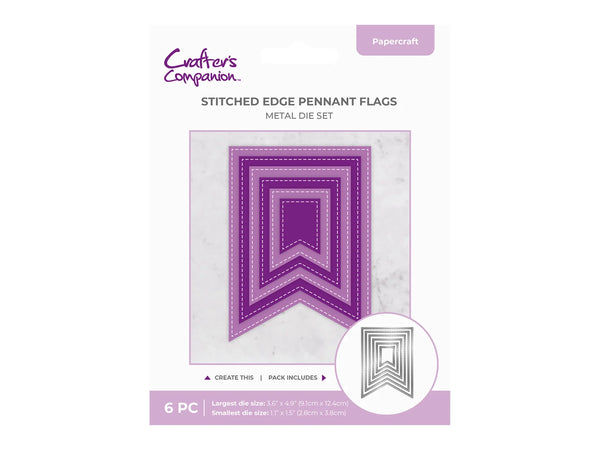 Crafter's Companion Metal Die - Stitched Edge Pennant Flags