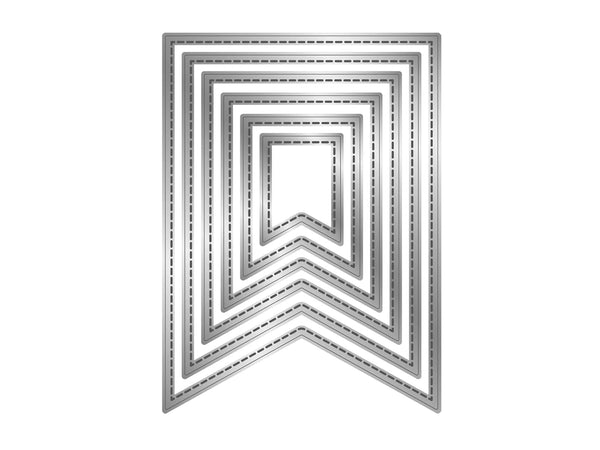 Crafter's Companion Metal Die - Stitched Edge Pennant Flags