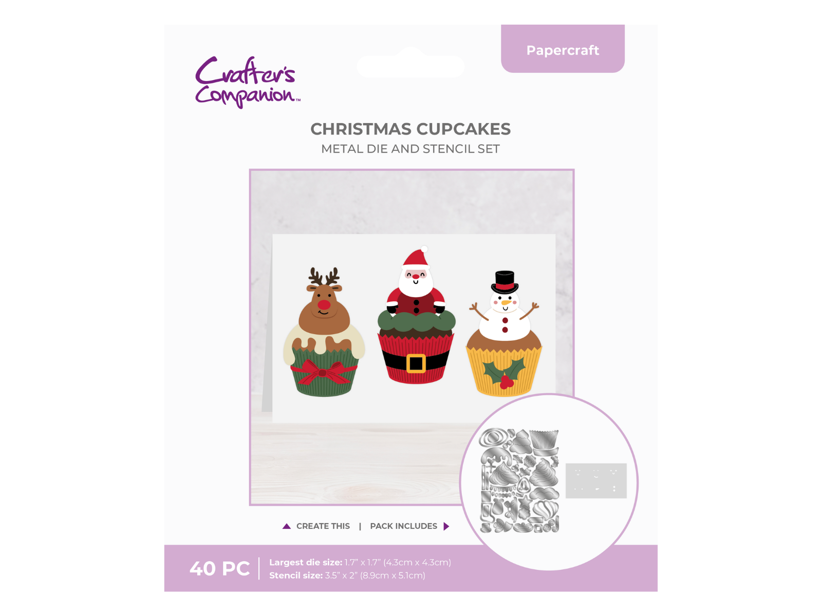Crafter's Companion Die & Stencil Set - Christmas Cupcakes